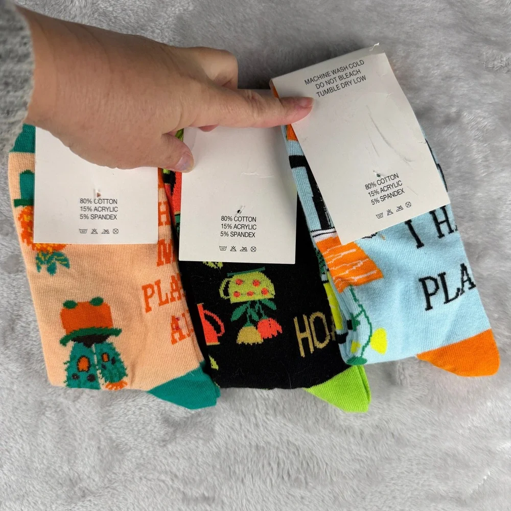 Cute‎ Cactus Plant Socks Women's Crew Socks Novelty Funny Garden Theme